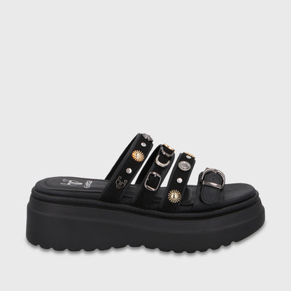 Sandalia Plataforma Negra Mujer 55924