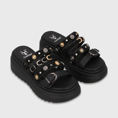 Sandalia Plataforma Negra Mujer 55924