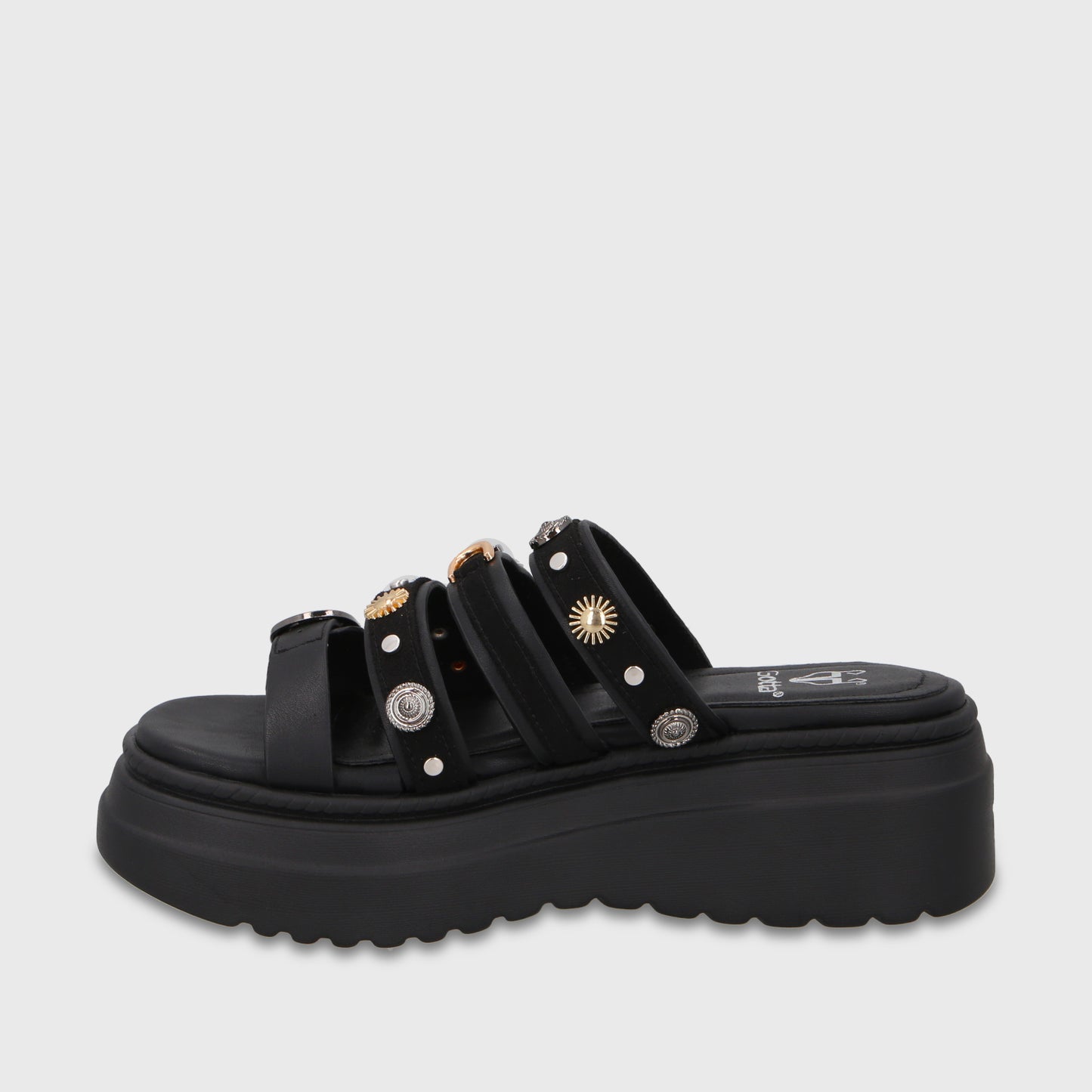 Sandalia Plataforma Negra Mujer 55924