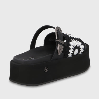 Sandalia Plataforma Negra Mujer 55942