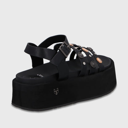 Sandalia Plataforma Negra Mujer 55943