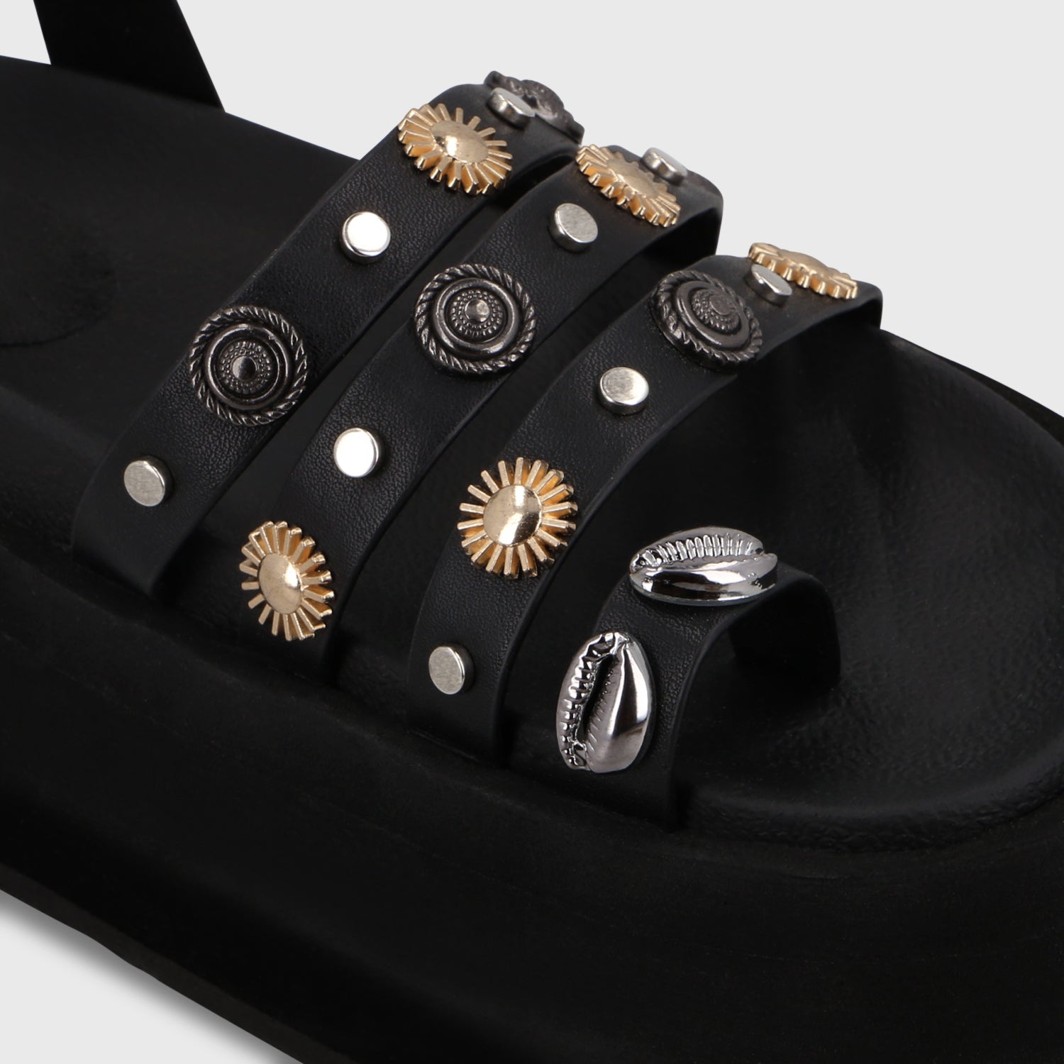 Sandalia Plataforma Negra Mujer 55943