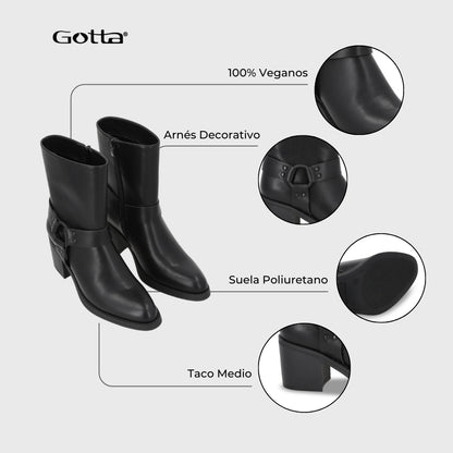 Botin Taco Negro Mujer 56030