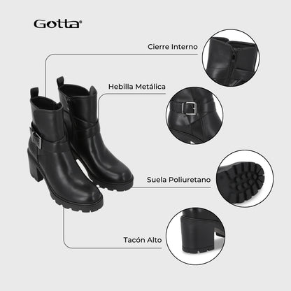 Botin Taco Negro Mujer 56051