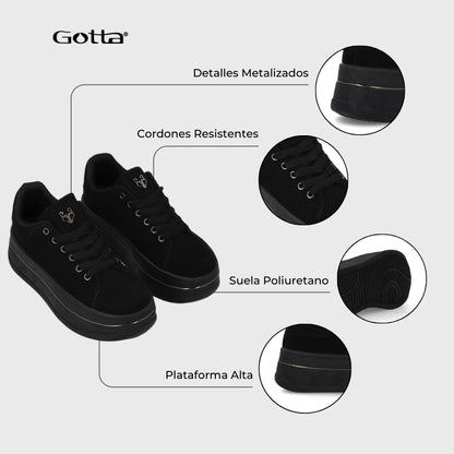 Zapatilla Plataforma Negra  Mujer 58011