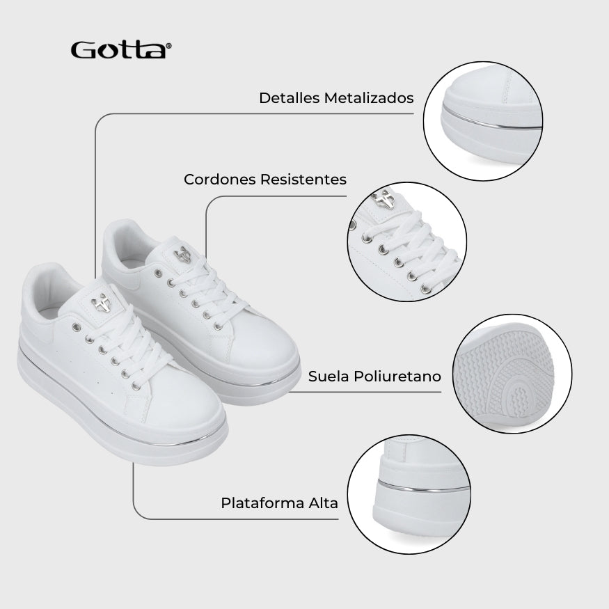 Zapatilla Plataforma Blanca Mujer 58011