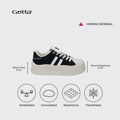 Zapatilla Plataforma Negra Mujer 58021