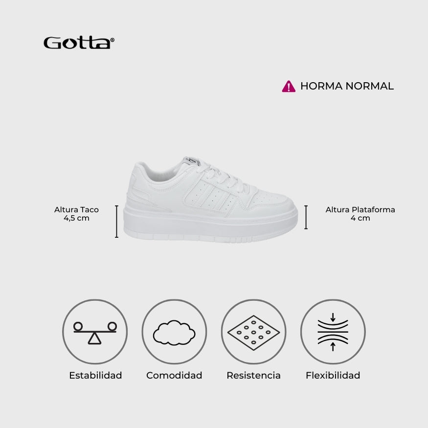 Zapatilla Plataforma Blanca Mujer 58030