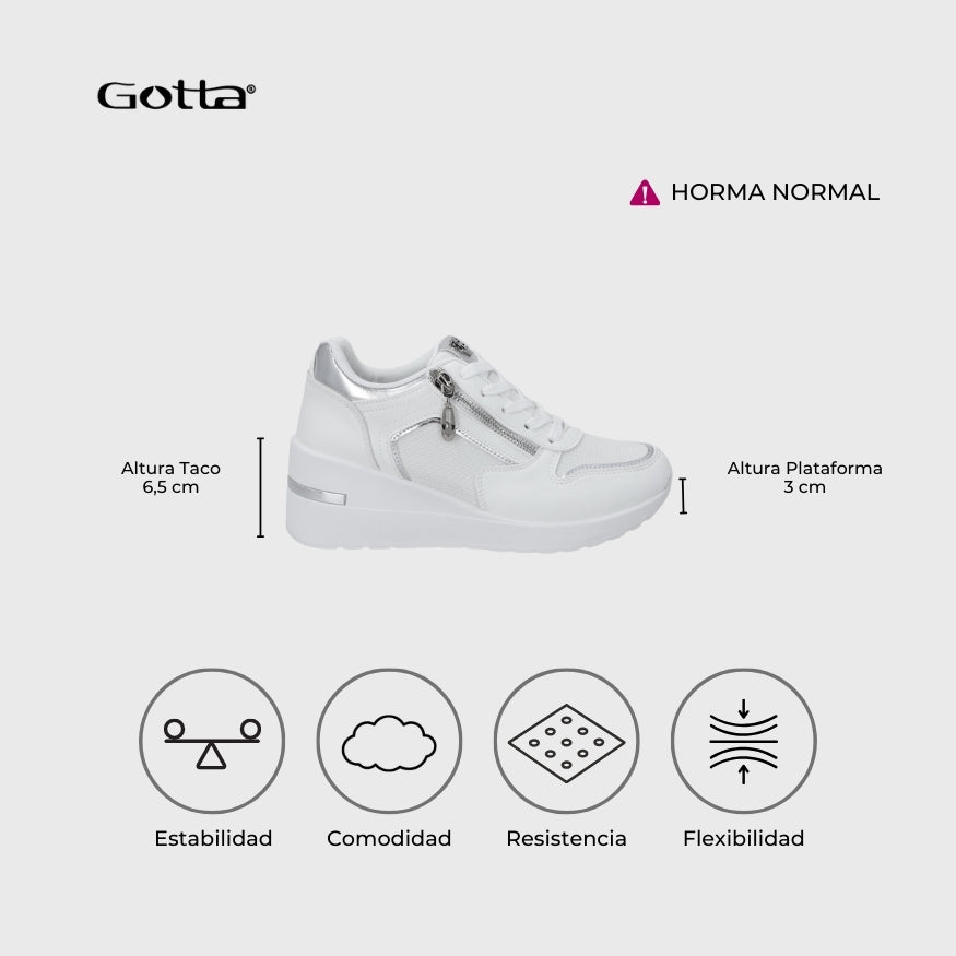 Zapatilla Plataforma Blanca  Mujer 58040