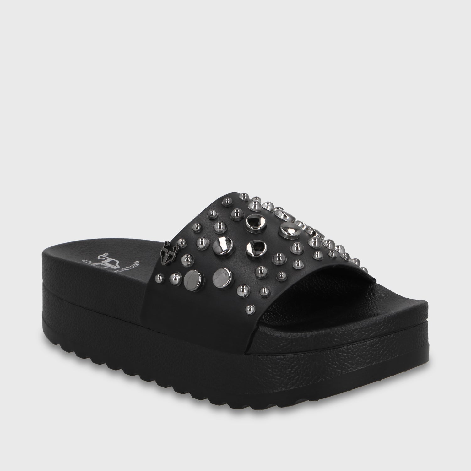 Sandalia Plataforma Negra Mujer 64020