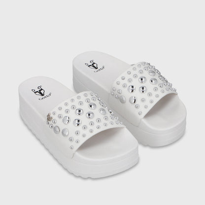 Sandalia Plataforma Blanca Mujer 64020