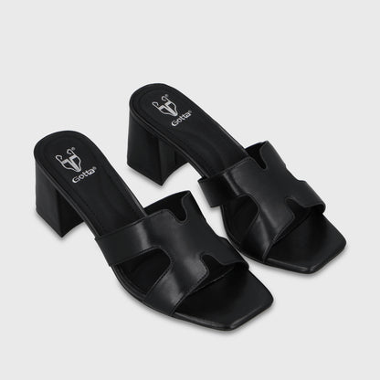 Sandalia Taco Negra Mujer 64030