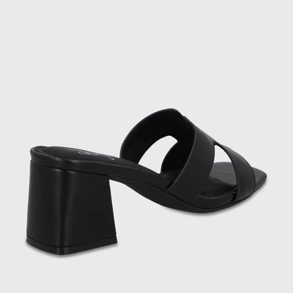 Sandalia Taco Negra Mujer 64030