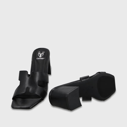 Sandalia Taco Negra Mujer 64030
