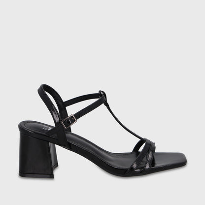 Sandalia Taco Negra Mujer 64031
