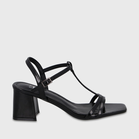Sandalia Taco Negra Mujer 64031