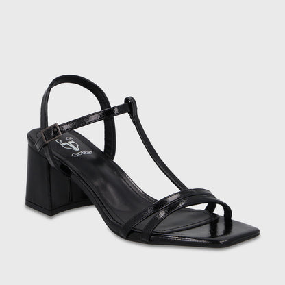 Sandalia Taco Negra Mujer 64031