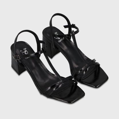 Sandalia Taco Negra Mujer 64031