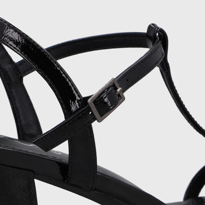 Sandalia Taco Negra Mujer 64031