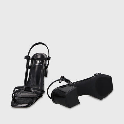 Sandalia Taco Negra Mujer 64031