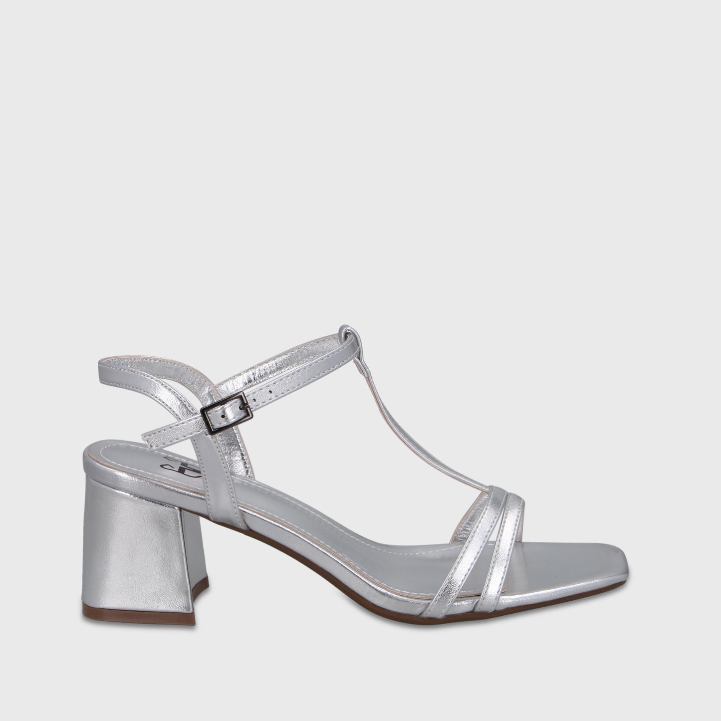 Sandalia Taco Plateada Mujer 64031