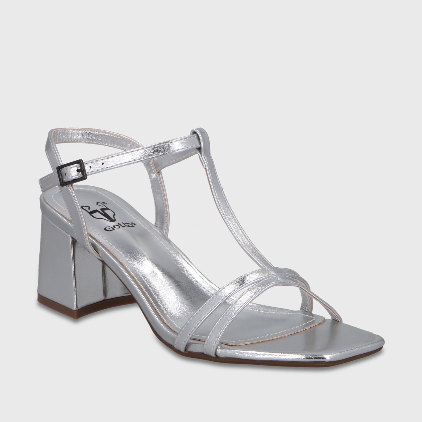 Sandalia Taco Plateada Mujer 64031