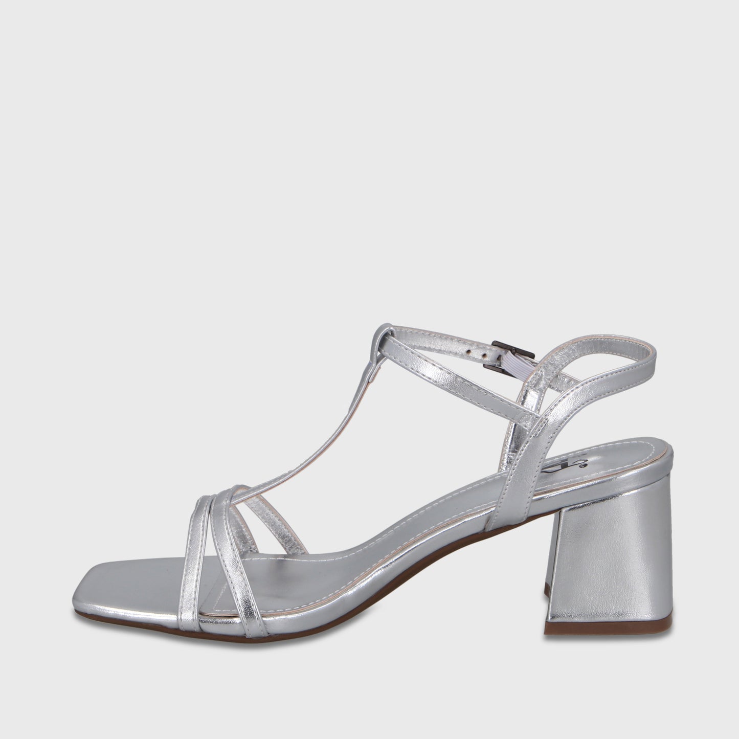 Sandalia Taco Plateada Mujer 64031