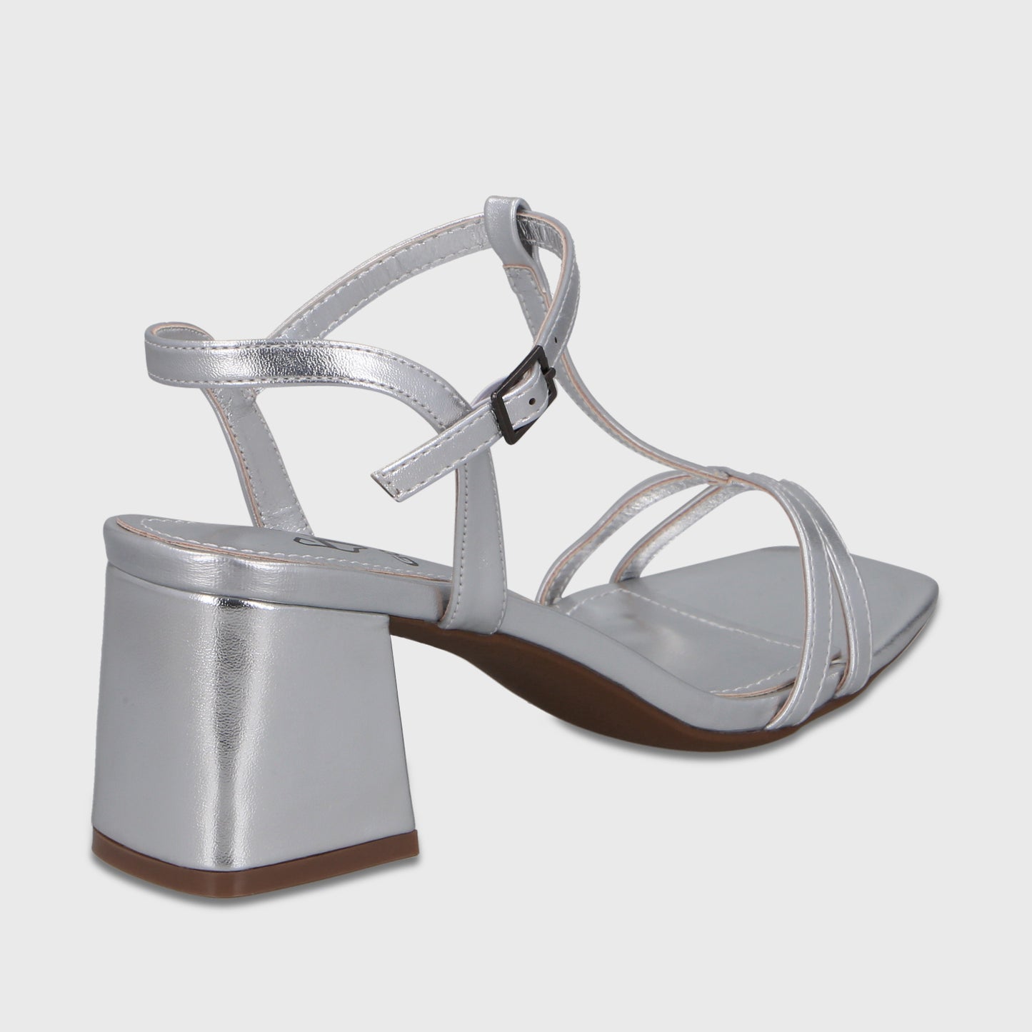 Sandalia Taco Plateada Mujer 64031