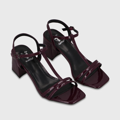 Sandalia Taco Burdeo Mujer 64031