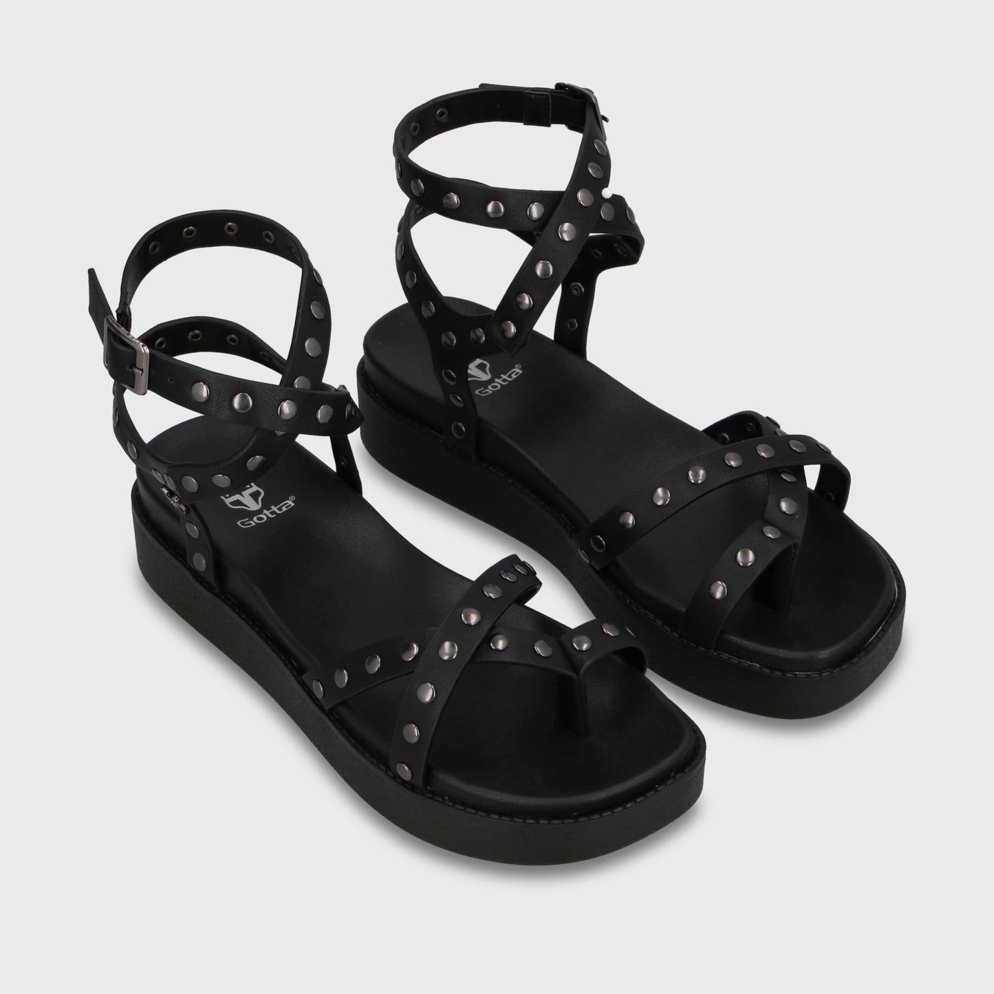 Sandalia Plataforma Negra Mujer 64170