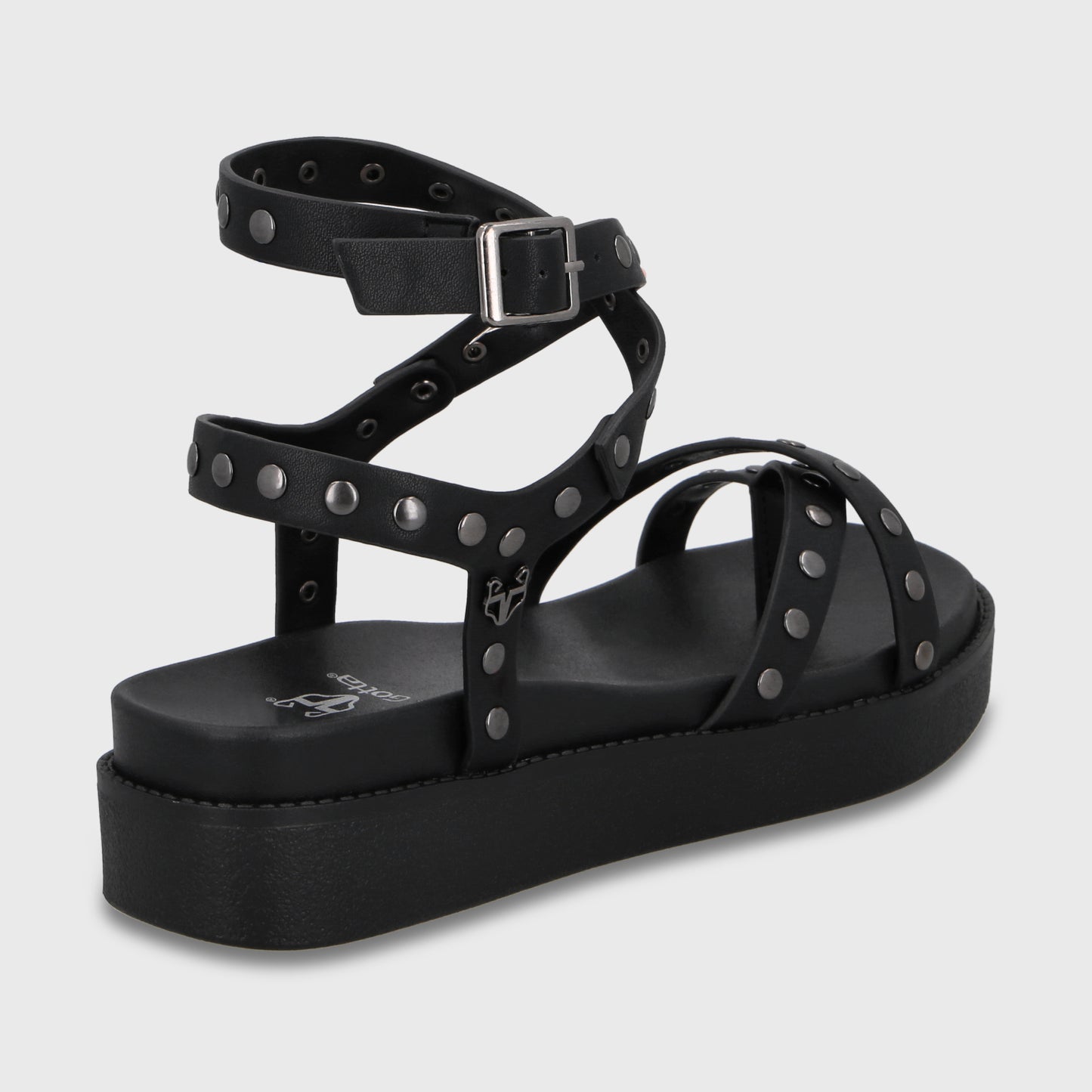 Sandalia Plataforma Negra Mujer 64170