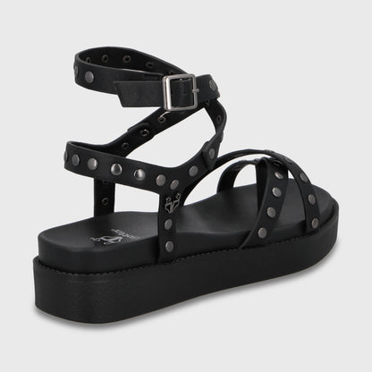 Sandalia Plataforma Negra Mujer 64170