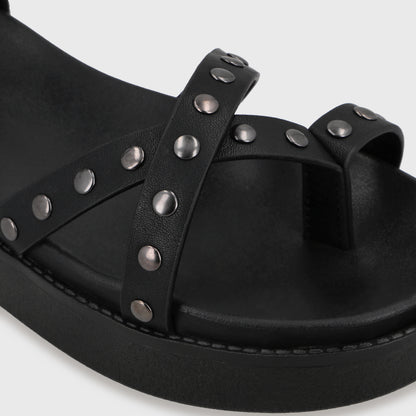 Sandalia Plataforma Negra Mujer 64170