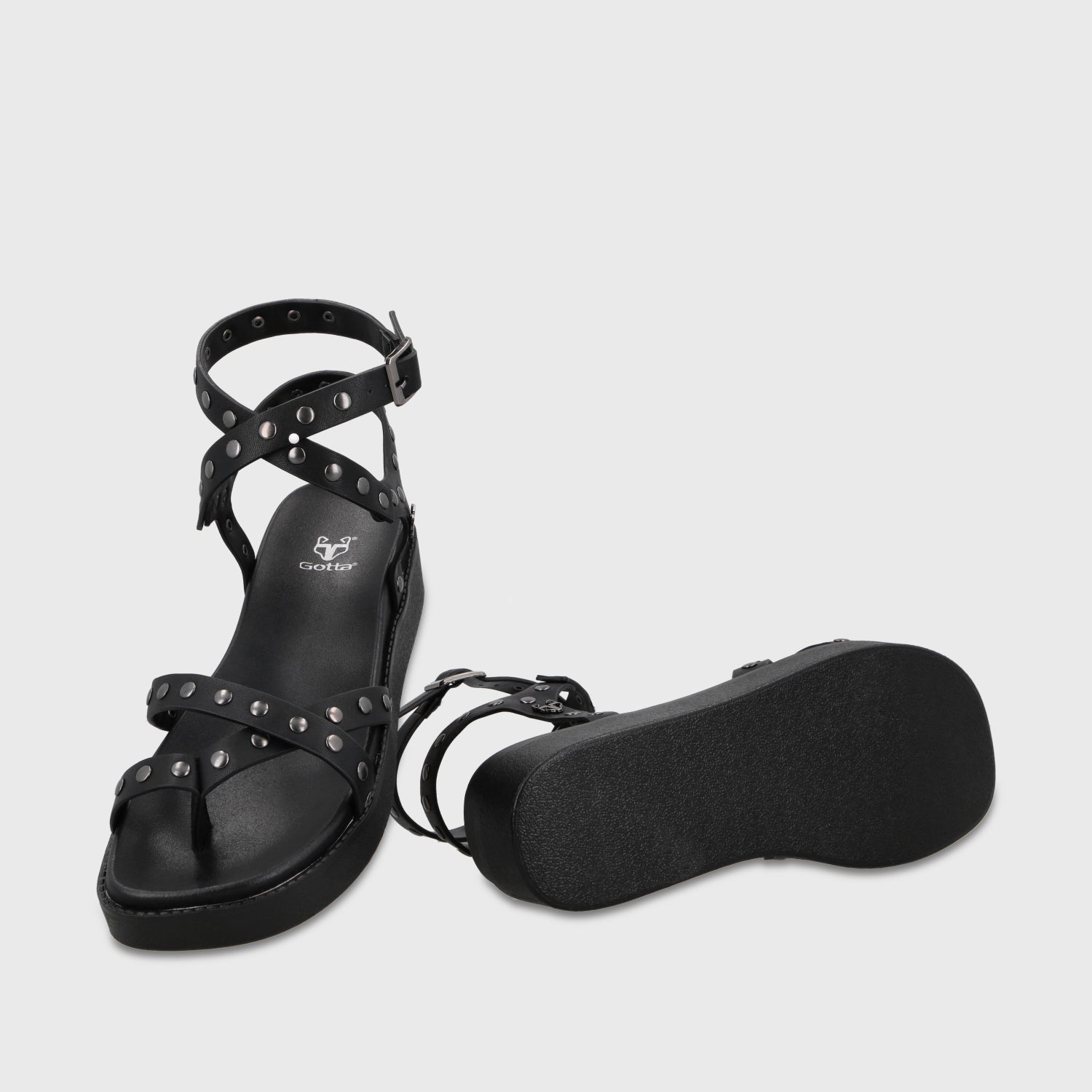 Sandalia Plataforma Negra Mujer 64170