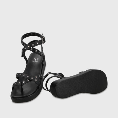 Sandalia Plataforma Negra Mujer 64170