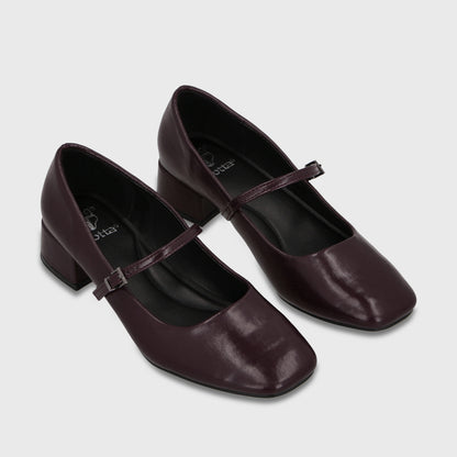 Zapato Taco Burdeo Mujer 65800