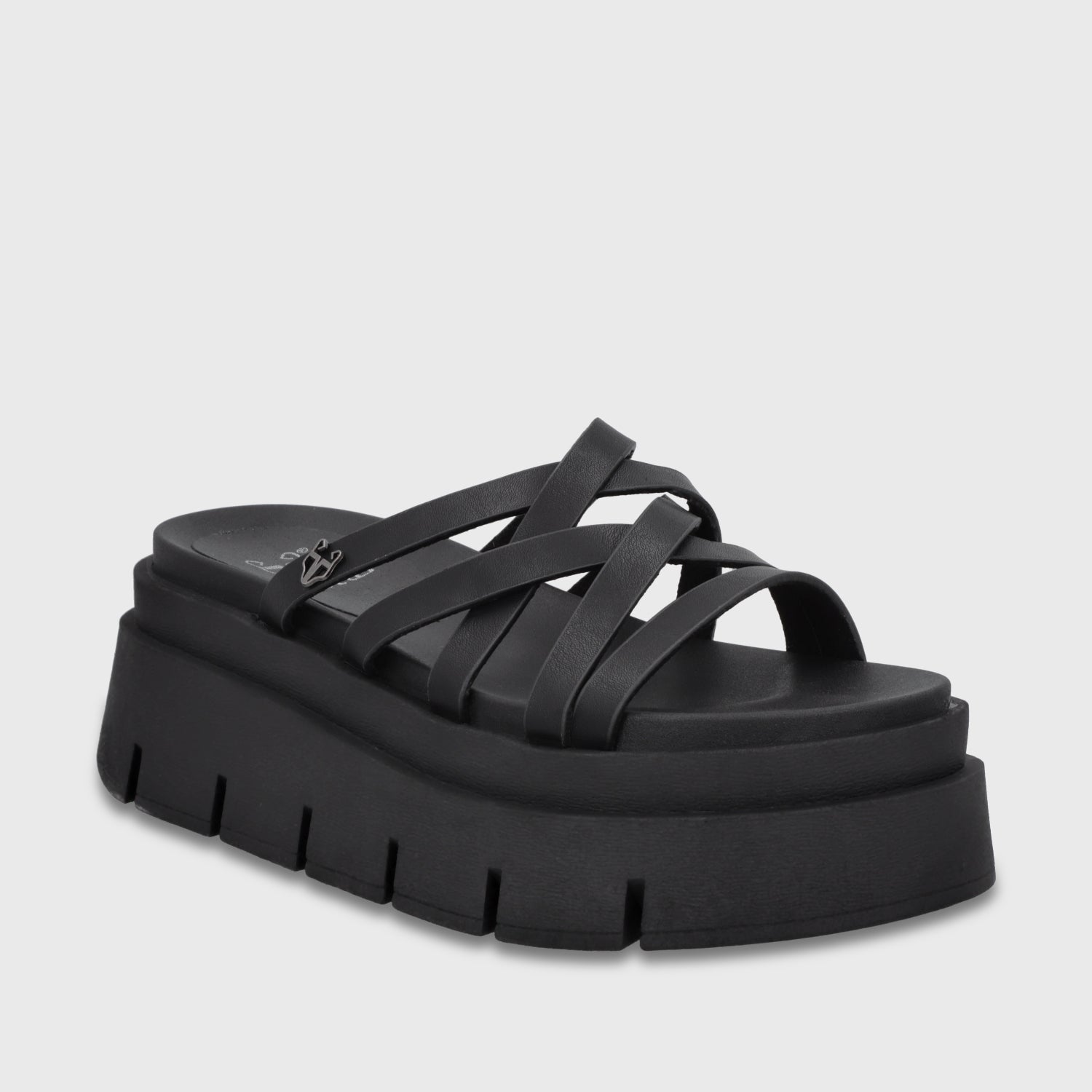 Sandalia Plataforma Negra Mujer 65810