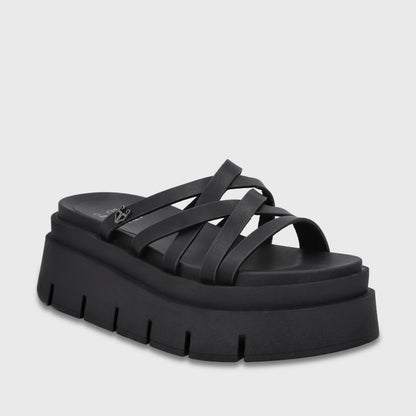 Sandalia Plataforma Negra Mujer 65810
