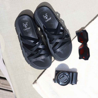Sandalia Plataforma Negra Mujer 65810