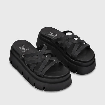 Sandalia Plataforma Negra Mujer 65810