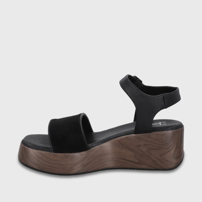 Sandalia Plataforma Negra Mujer 65820