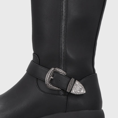 Bota Plataforma Negra Mujer 6584201