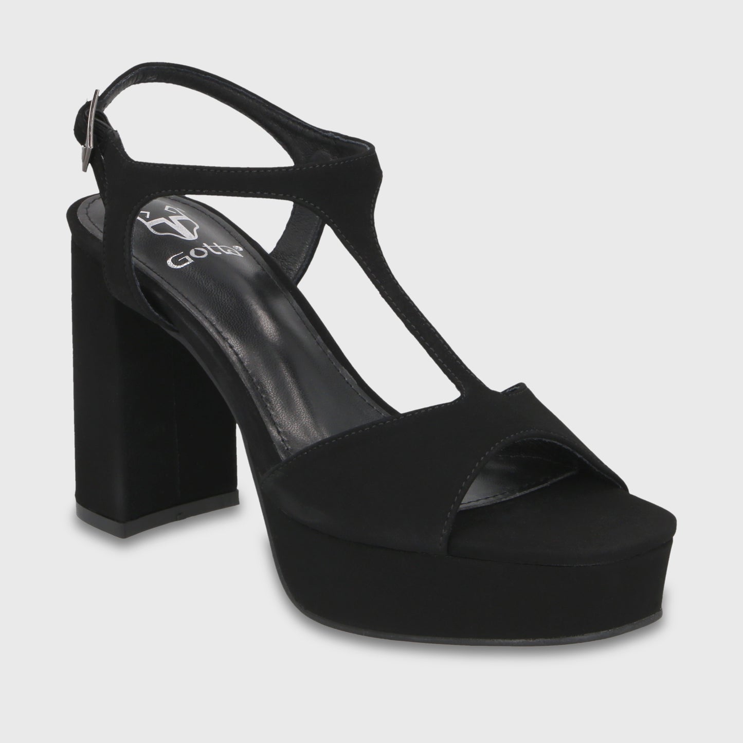 Sandalia Taco Negra Mujer 65910