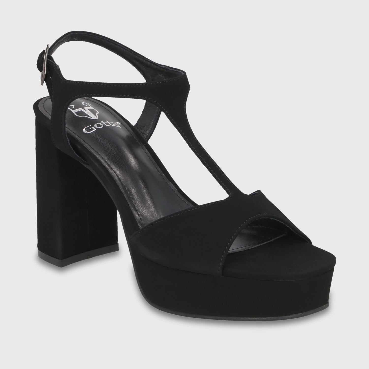 Sandalia Taco Negra Mujer 65910