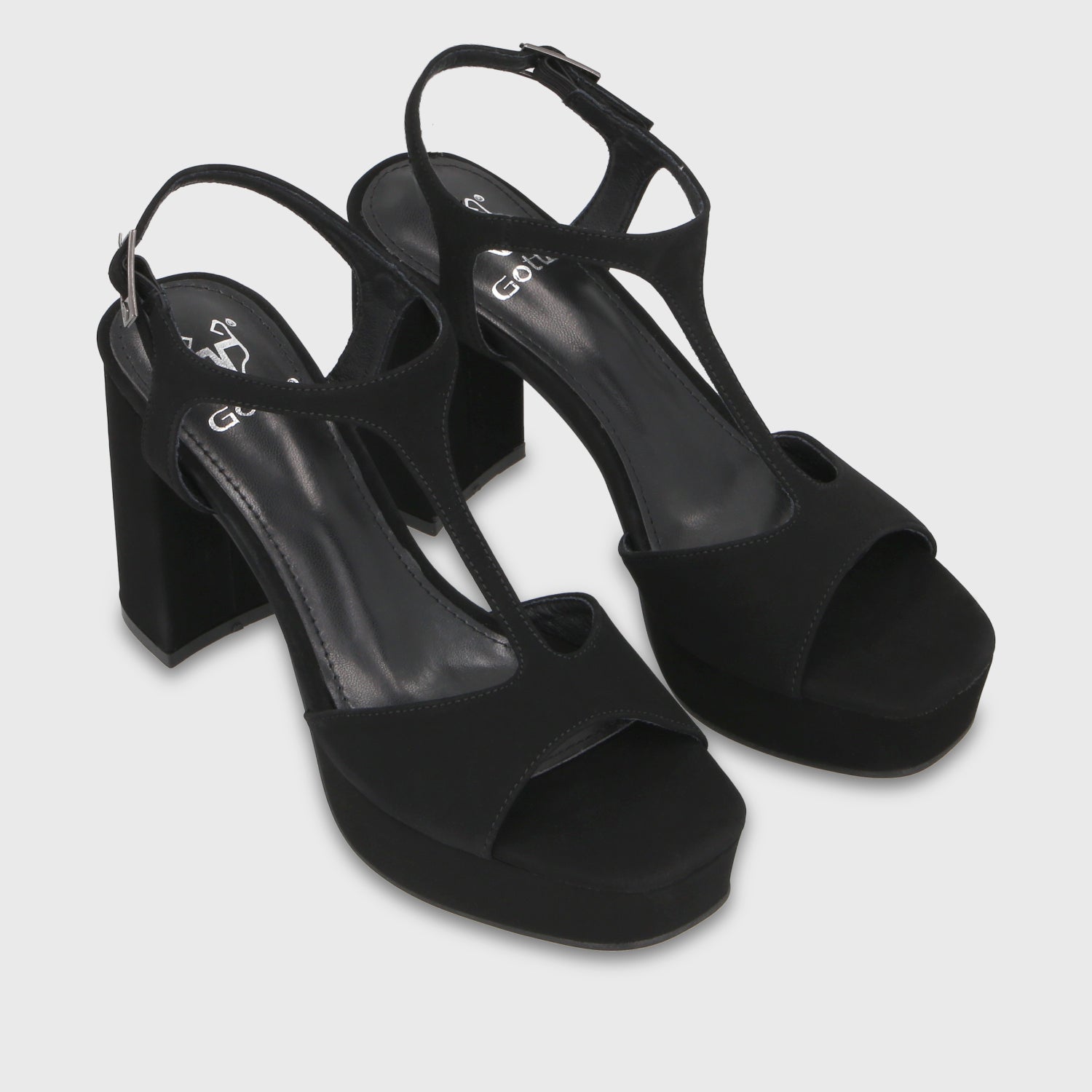 Sandalia Taco Negra Mujer 65910