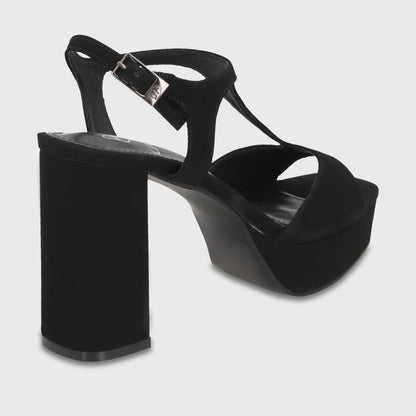 Sandalia Taco Negra Mujer 65910