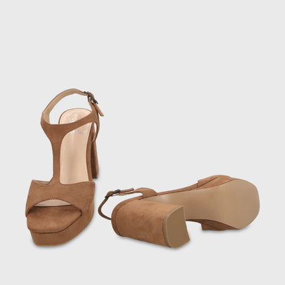 Sandalia Taco Camel Mujer 65910