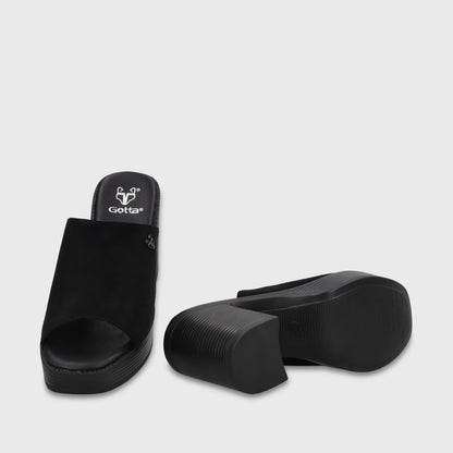 Sandalia Taco Negra Mujer 65920