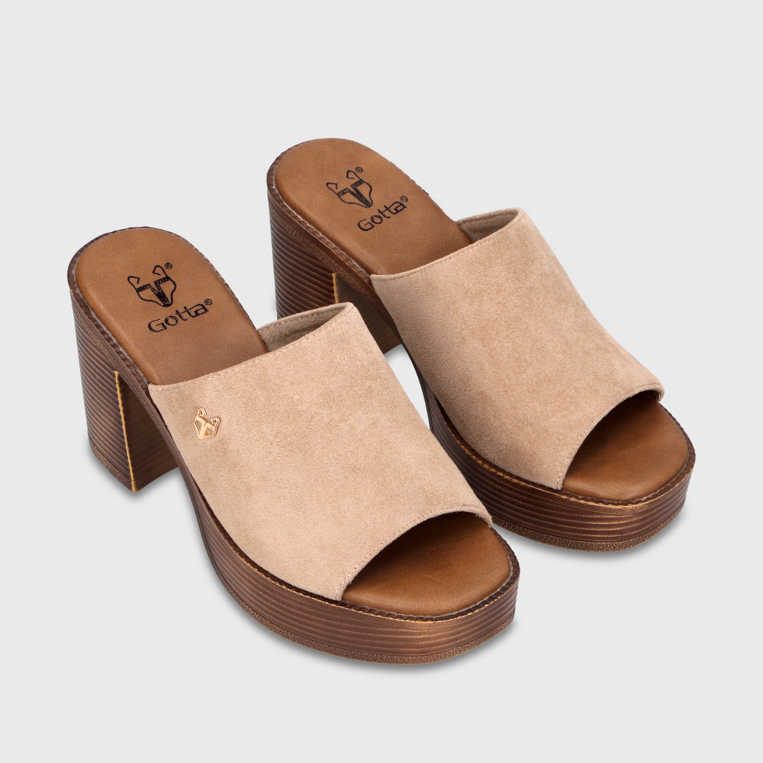 Sandalia Taco Beige Mujer 65920