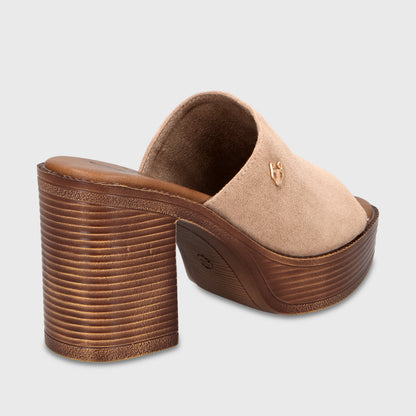 Sandalia Taco Beige Mujer 65920